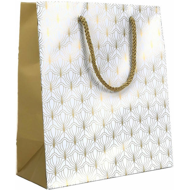 Luxe Cadeautas Met koord - 19 x 10 x 23 cm - Art Fan - Gold - 12 Stuks