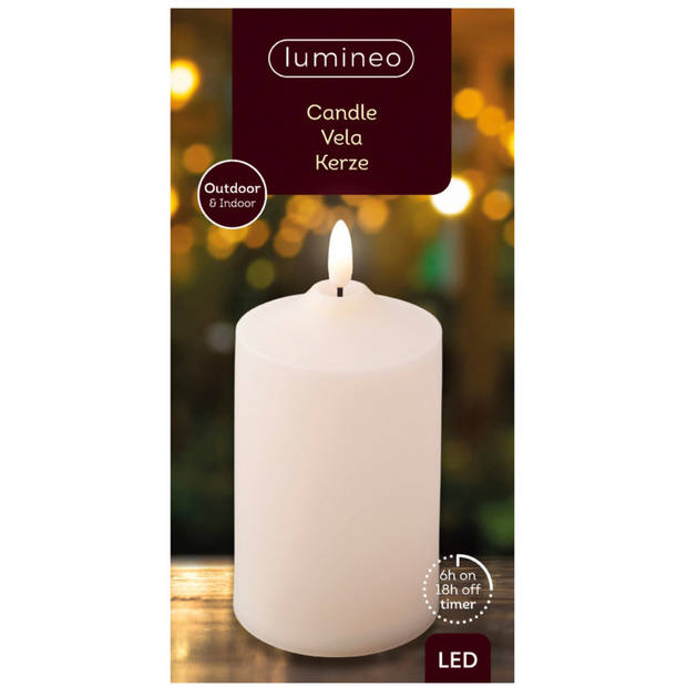 Lumineo LED kaars/stompkaars - 2x - creme wit -D7,5 x H15 cm -buiten - LED kaarsen
