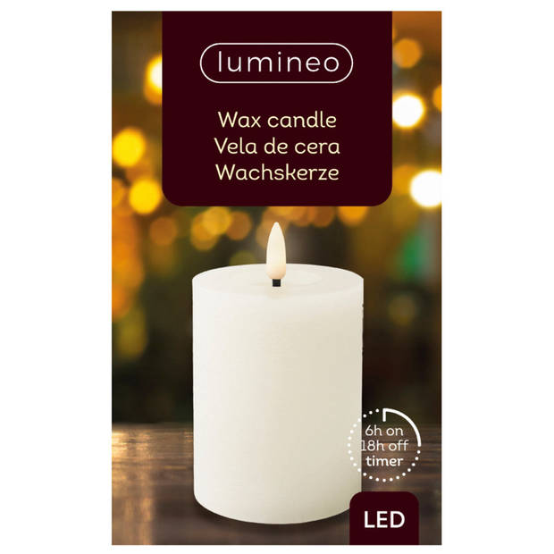 Lumineo LED kaars/stompkaars - wit - D7 x H11 cm - met timer - LED kaarsen