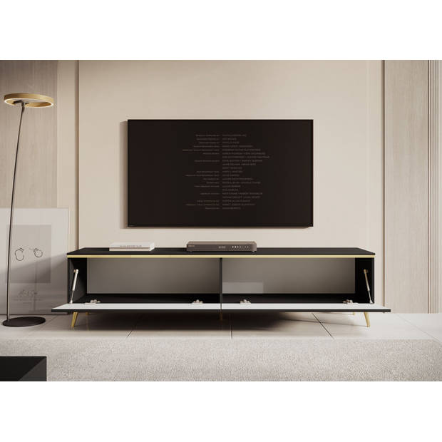 Meubella TV-Meubel Assunta - Mat zwart - 180 cm - Staand