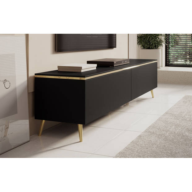 Meubella TV-Meubel Assunta - Mat zwart - 180 cm - Staand