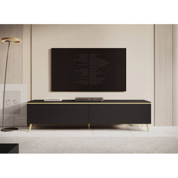 Meubella TV-Meubel Assunta - Mat zwart - 180 cm - Staand