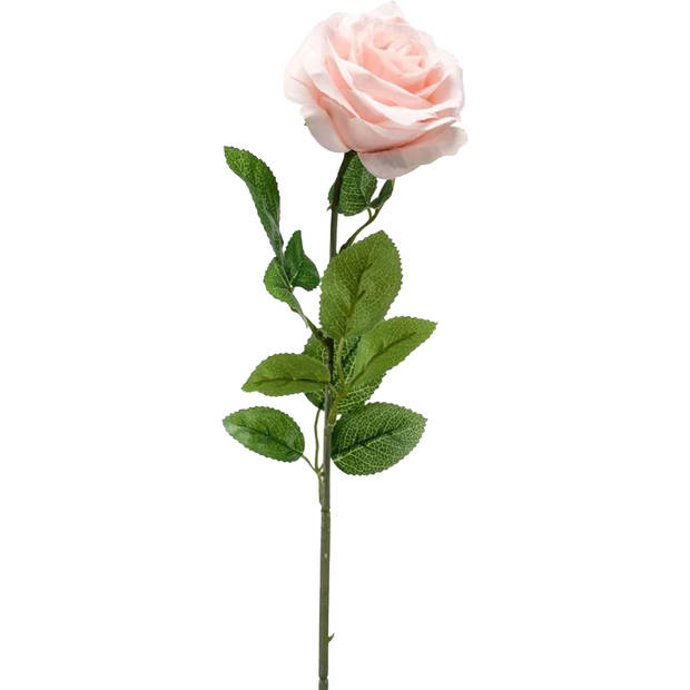 Emerald Kunstbloem roos Marleen - 3x - licht roze - 63 cm - decoratie bloemen - Kunstbloemen