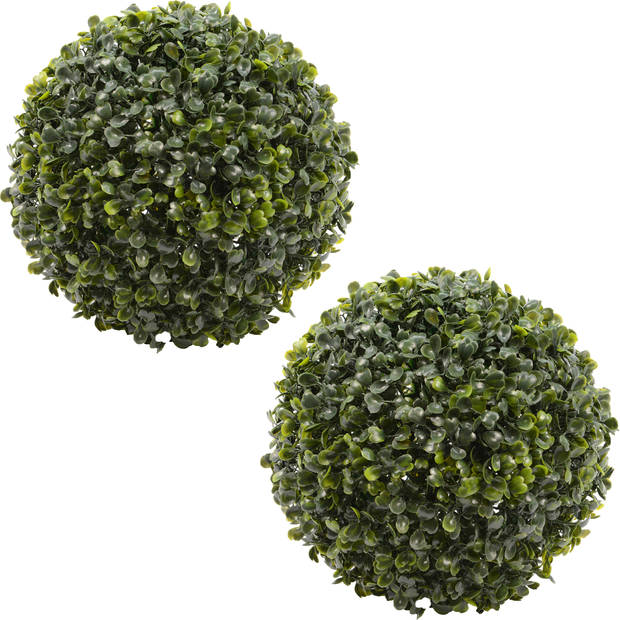Buxus bol kunstplanten - 2x stuks - D36 cm - groen - kunststof - Kunstplanten