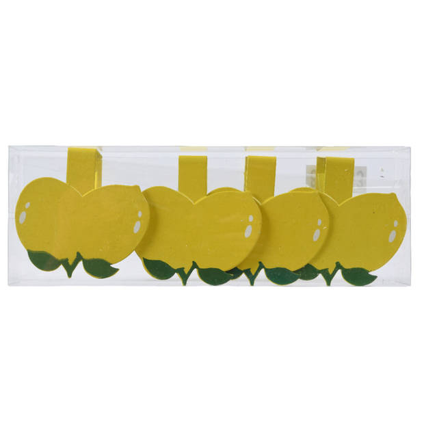 Decoris tafelkleedklemmen - 4x - citroen - geel - ijzer - 7 x 4 cm - tafelkleedklemmen