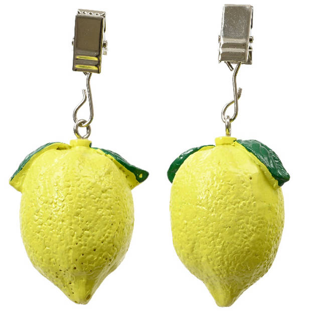 Decoris tafelkleedgewichten - 4x - citroen - ijzer - geel - Tafelkleedgewichten
