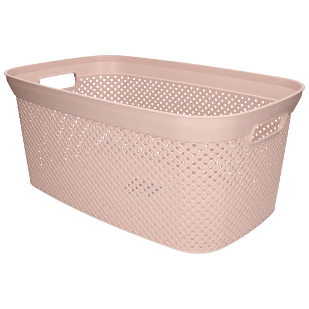 2x Wasmand/wasgoed draagmanden oud roze 35 liter 34 x 54 x 23 cm huishouden - Wasmanden