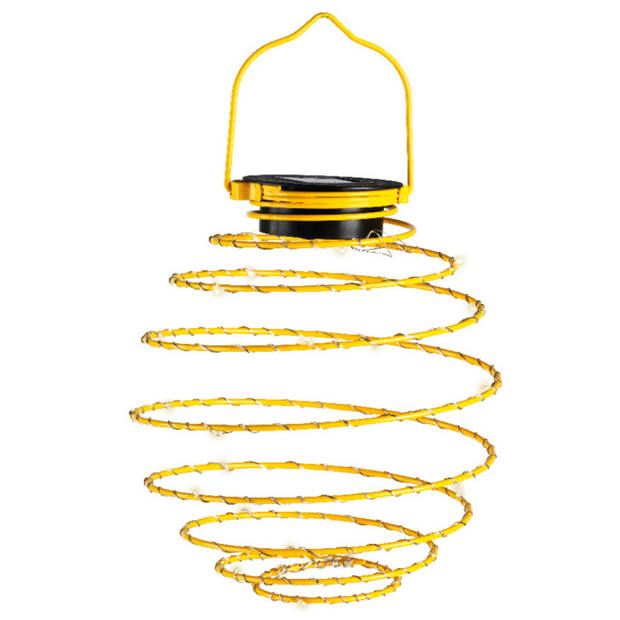Lumineo Hanglamp - 2x - solar verlichting - geel - D16 cm - metaal - tuinverlichting - Buitenverlichting