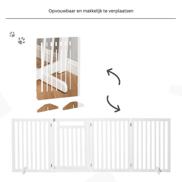 Traphekje zonder boren - 4 delig - Traphekje hond - Hondenhek - Veiligheidshekje - Wit