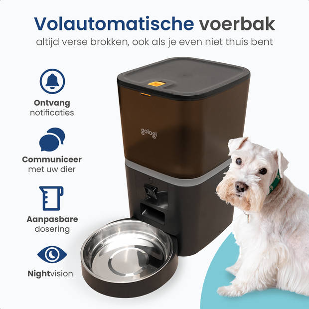Gologi Automatische Voerbak - Voice Recorder - Voerautomaat dispenser - Zwart