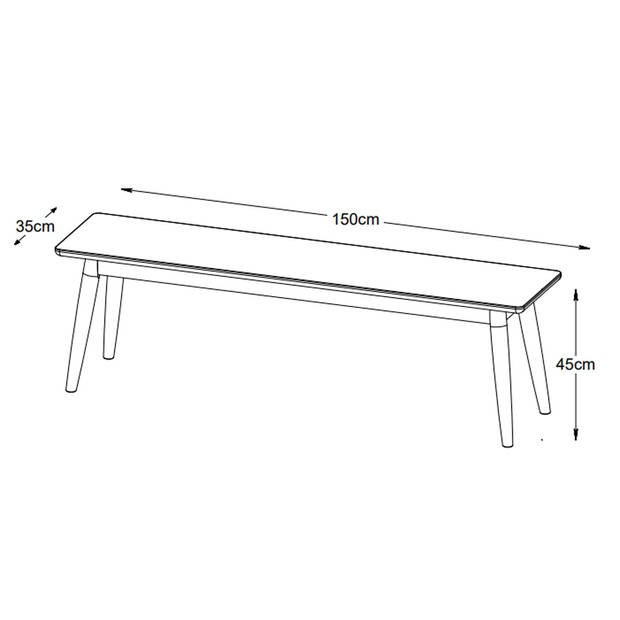 Giga Living - Halbankje Bruin Eikenhout - Zitdiepte 35cm - 150x35x45cm