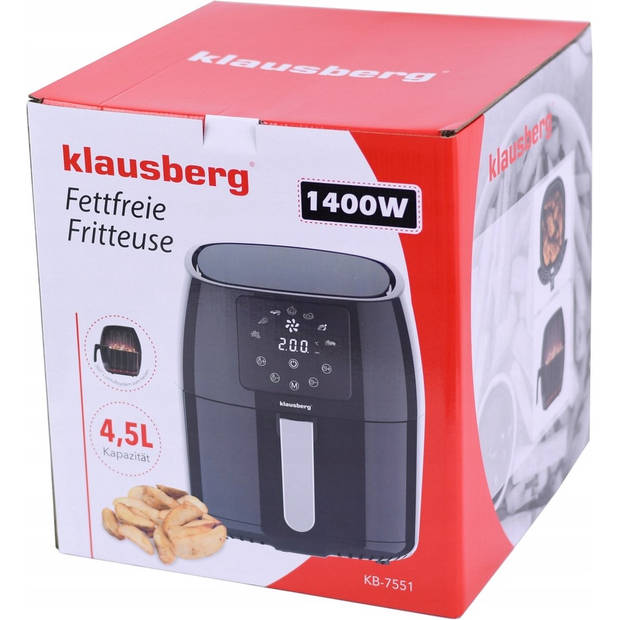 Klausberg 7551 - Hetelucht Frituurpan - Zwart - 4.5 liter