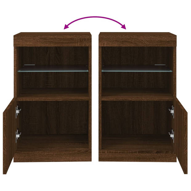 vidaXL Dressoir met LED-verlichting 41x37x67 cm bruin eikenkleur