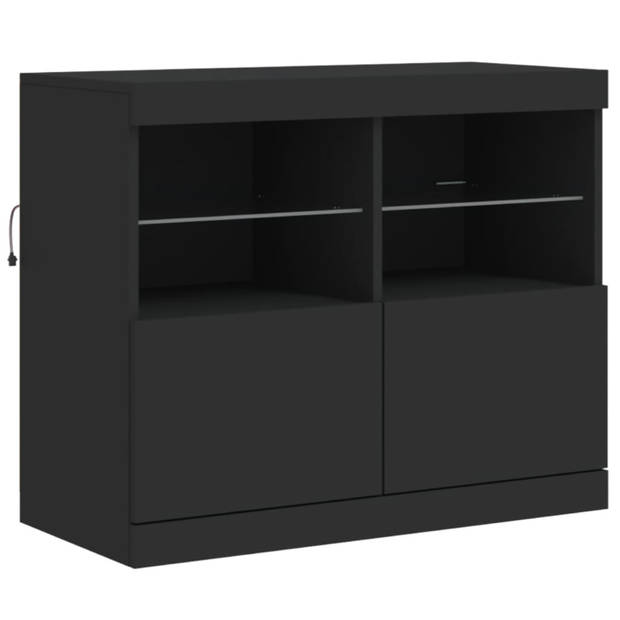 vidaXL Dressoir met LED-verlichting 81x37x67 cm zwart