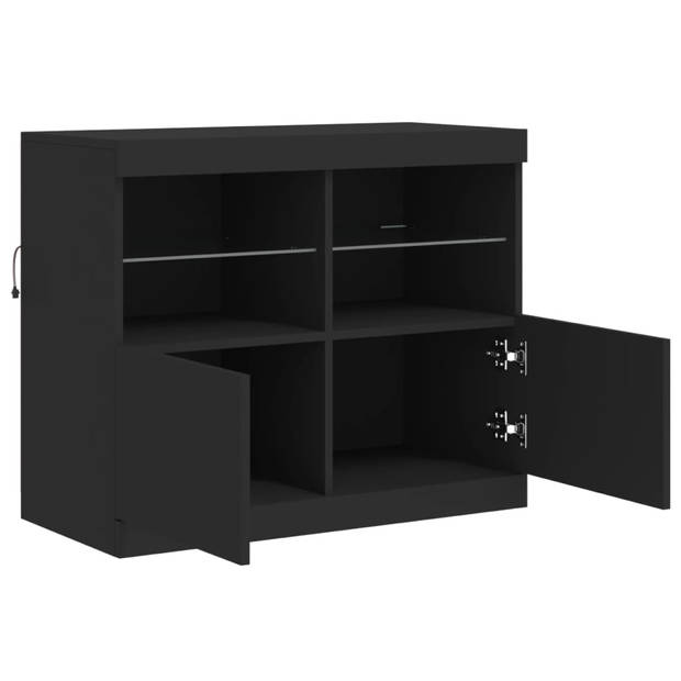 vidaXL Dressoir met LED-verlichting 81x37x67 cm zwart