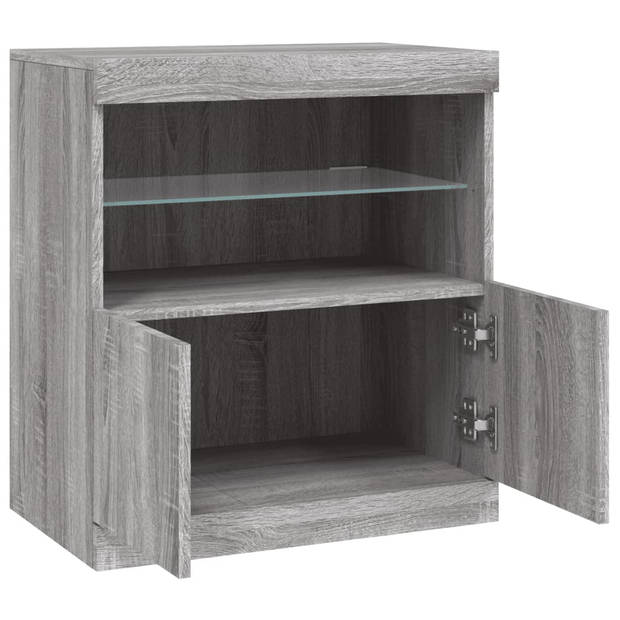 vidaXL Dressoir met LED-verlichting 60,5x37x67 cm grijs sonoma eiken