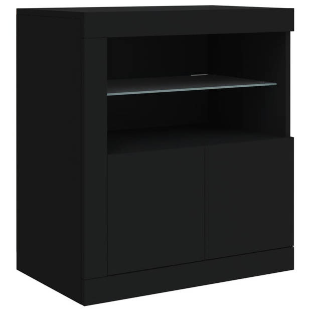 vidaXL Dressoir met LED-verlichting 202x37x67 cm zwart