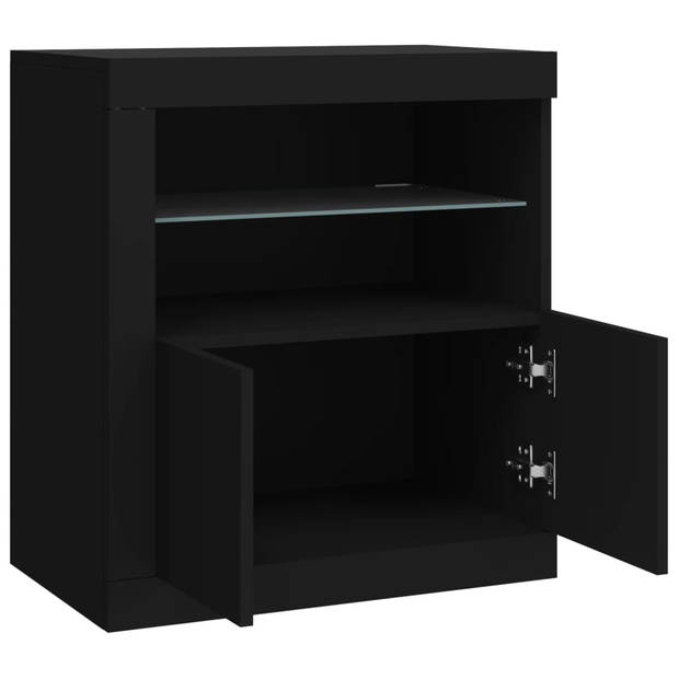 vidaXL Dressoir met LED-verlichting 60,5x37x67 cm zwart