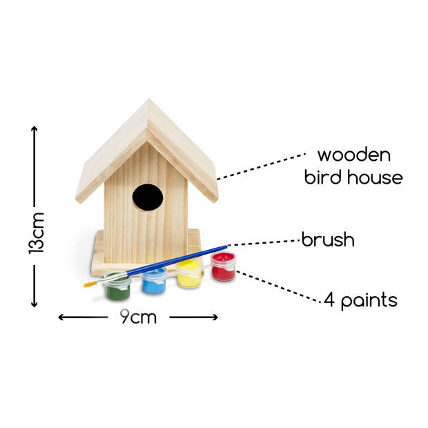 BS Toys houten vogelhuisje schilderen 6-delig