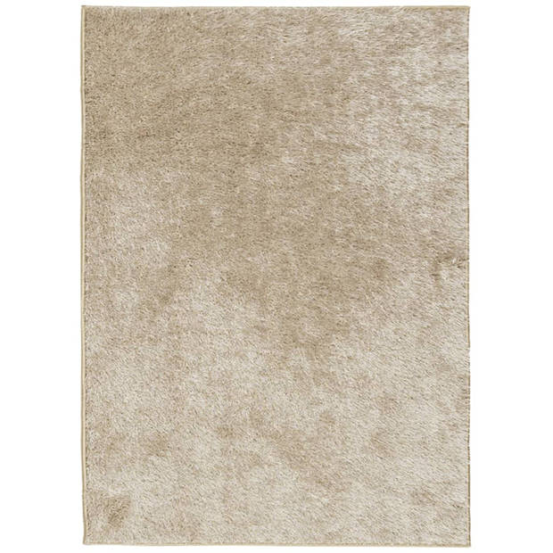 vidaXL Vloerkleed ISTAN hoogpolig glanzend 240x340 cm beige