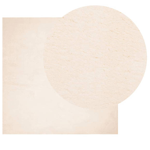 vidaXL Vloerkleed HUARTE laagpolig zacht wasbaar 160x160 cm beige