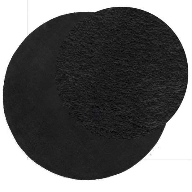 vidaXL Vloerkleed HUARTE laagpolig zacht wasbaar Ø 160 cm zwart