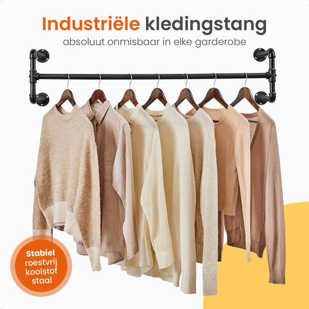 Goliving Kledingstang - Garderobestang - 112 cm - 2 stuks - Zwart