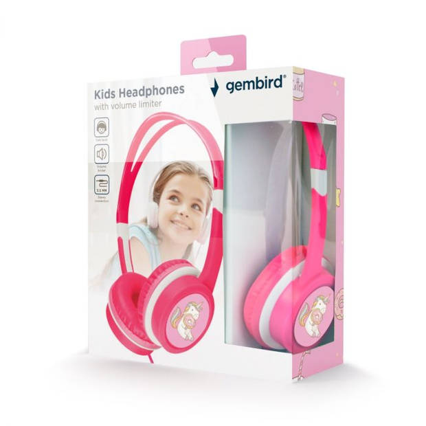 Gembird MHP-JR-PK Koptelefoon voor kinderen - Volumebegrenzing - On-ear - Roze