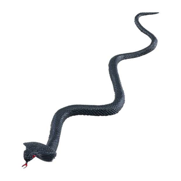 Chaks nep cobra slangen 35 cm - zwart - 2x stuks - griezel/horror thema decoratie dieren - Feestdecoratievoorwerp