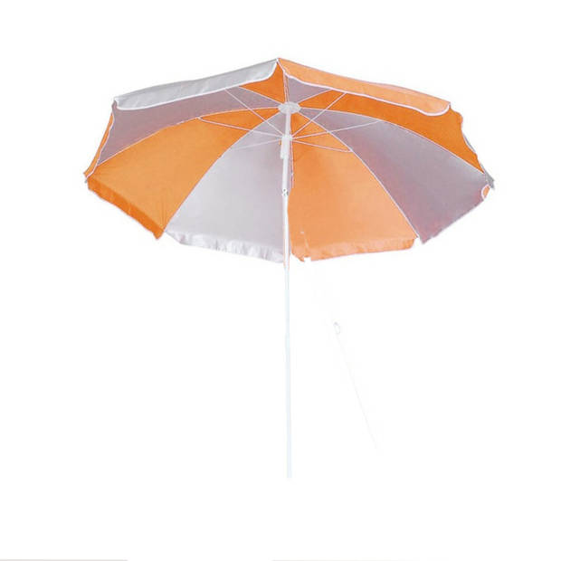 Parasol - oranje/wit - D120 cm - UV-bescherming - incl. draagtas - Parasols