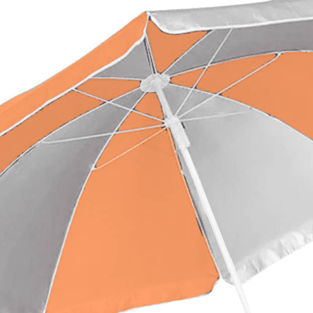 Parasol - oranje/wit - D120 cm - UV-bescherming - incl. draagtas - Parasols