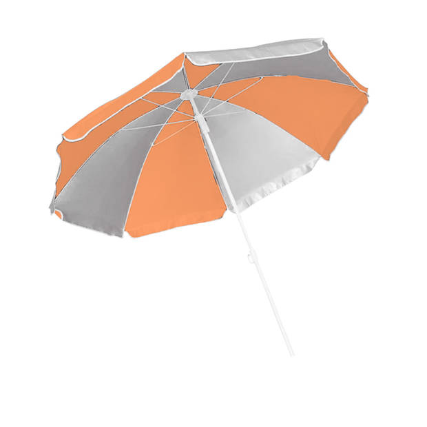 Parasol - oranje/wit - D120 cm - UV-bescherming - incl. draagtas - Parasols