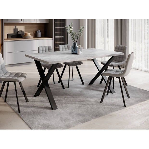 Meubella Eetkamertafel Berry - Betonlook - 160 cm