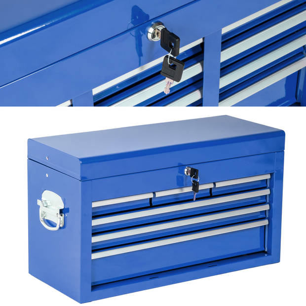 tectake® - Gereedschapswagen met 8 lades - blauw - 402804