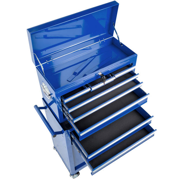 tectake® - Gereedschapswagen met 8 lades - blauw - 402804