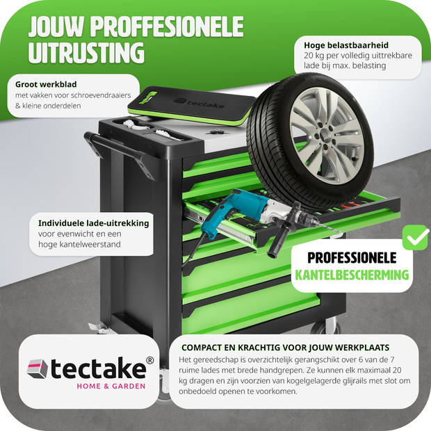 tectake® - Gereedschapswagen incl. gereedschap - 1599-delig - zeer compleet - 403385