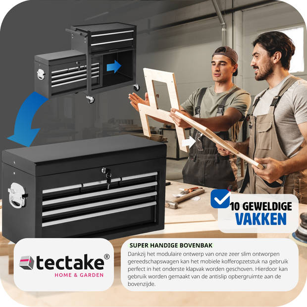 tectake® - Gereedschapswagen met 8 lades - zwart - 402803