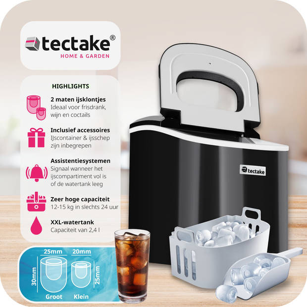 tectake® - Ijsblokjesmaker - ijsblokjesmachine - zwart - 400476