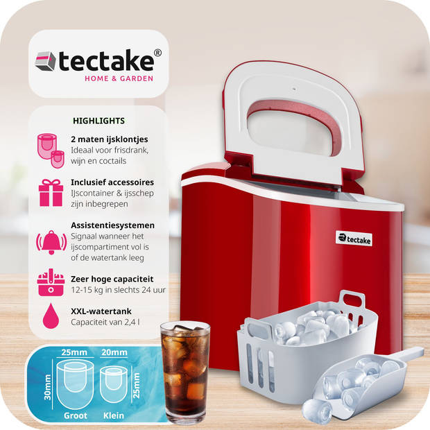 tectake® - IJsblokjesmaker - ijsblokjesmachine - rood - 400475