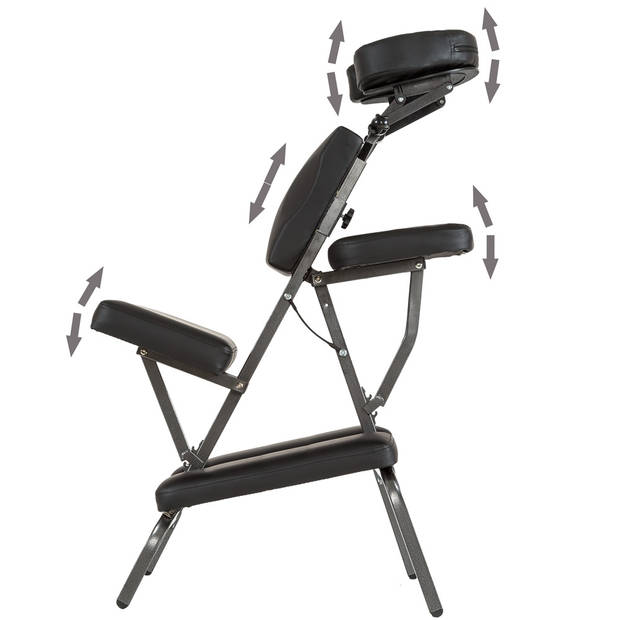 tectake® - Massagestoel, behandelstoel met dikke bekleding zwart inclusief zwarte draagtas - 401183