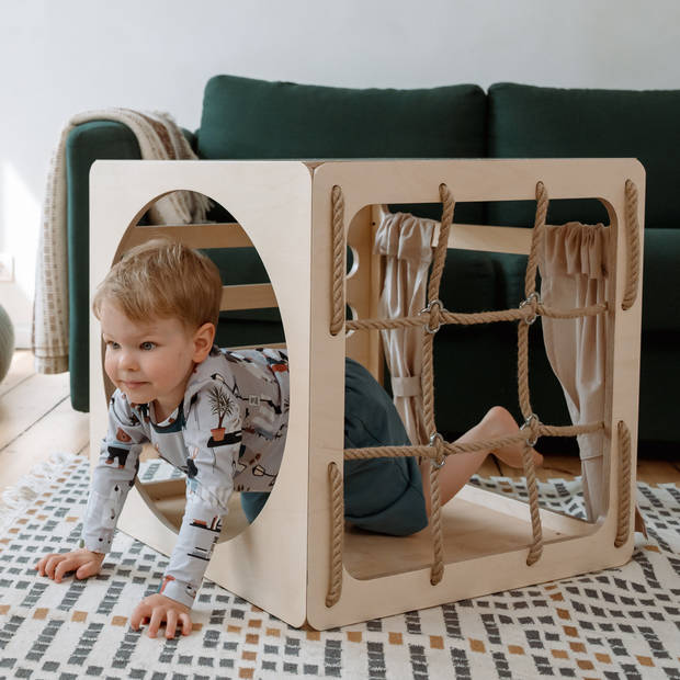 Ette Tete Cubitri Klimkubus van hout vanaf 12 maanden - Motorische Speelgoed, Afgeronde hoeken, Geen Zichtbare