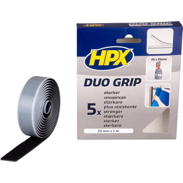 HPX duo grip klikband DG2502 -ZWART- 25mm x 2m.