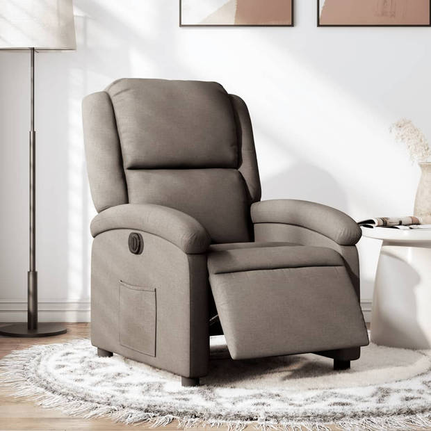 vidaXL Fauteuil verstelbaar elektrisch stof taupe