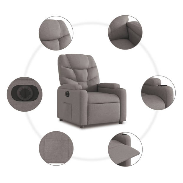 vidaXL Fauteuil verstelbaar elektrisch stof taupe