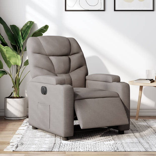 vidaXL Fauteuil verstelbaar elektrisch stof taupe