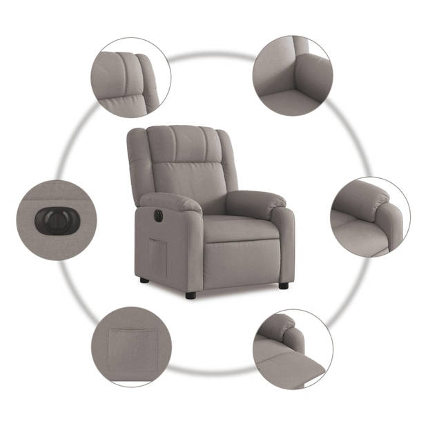 vidaXL Fauteuil verstelbaar elektrisch stof taupe