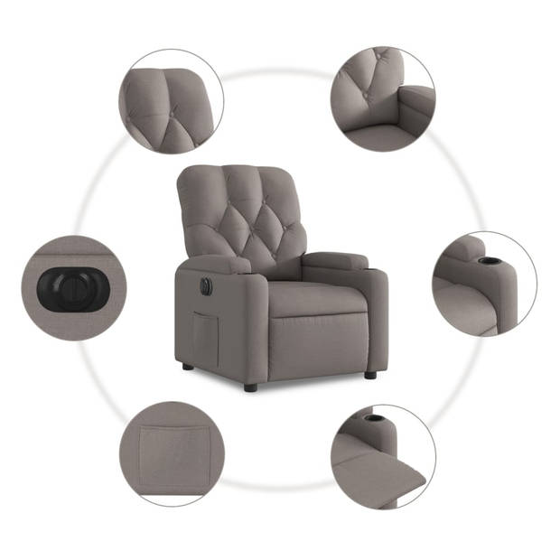 vidaXL Fauteuil verstelbaar elektrisch stof taupe