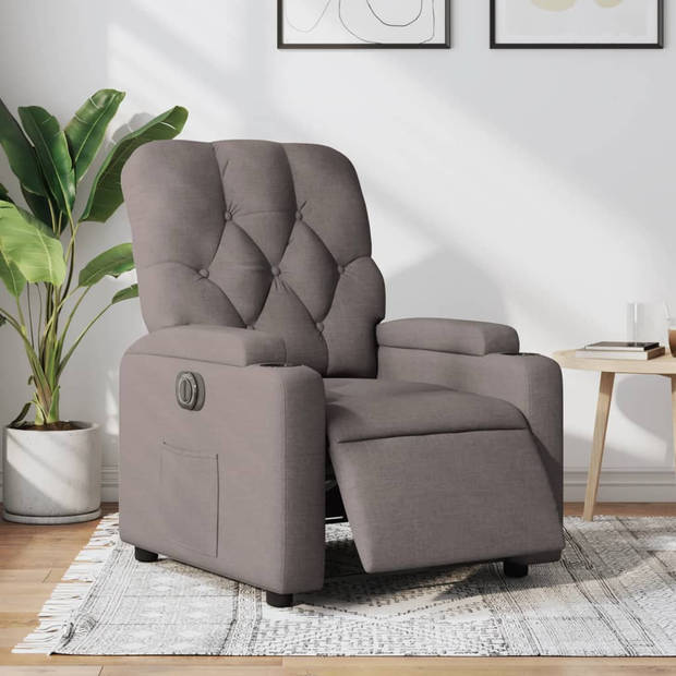 vidaXL Fauteuil verstelbaar elektrisch stof taupe