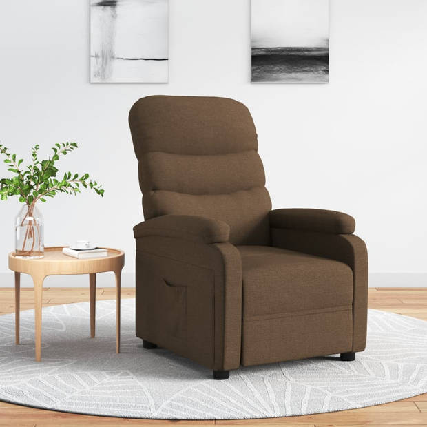 vidaXL Fauteuil verstelbaar stof bruin