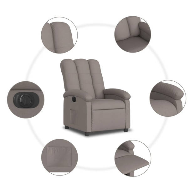 vidaXL Fauteuil verstelbaar elektrisch stof taupe